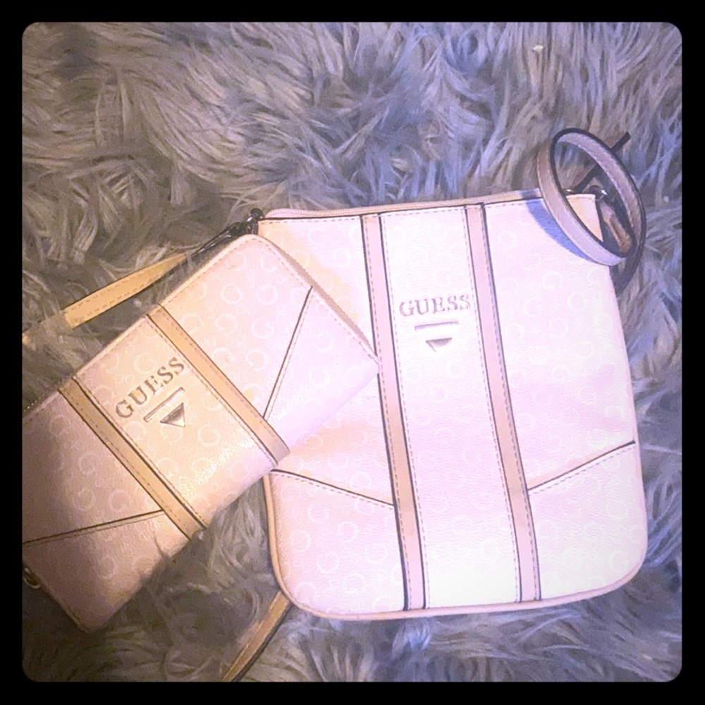 Guess pink wallet and cross over